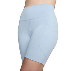 Nike Women's One High-Waisted 8" Biker Shorts Light Blue Size M NWT Pockets